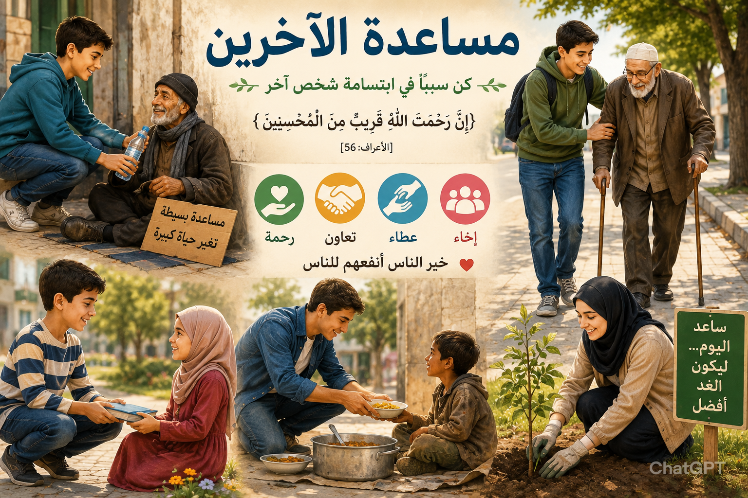 موضوع تعبير عن مساعدة الآخرين